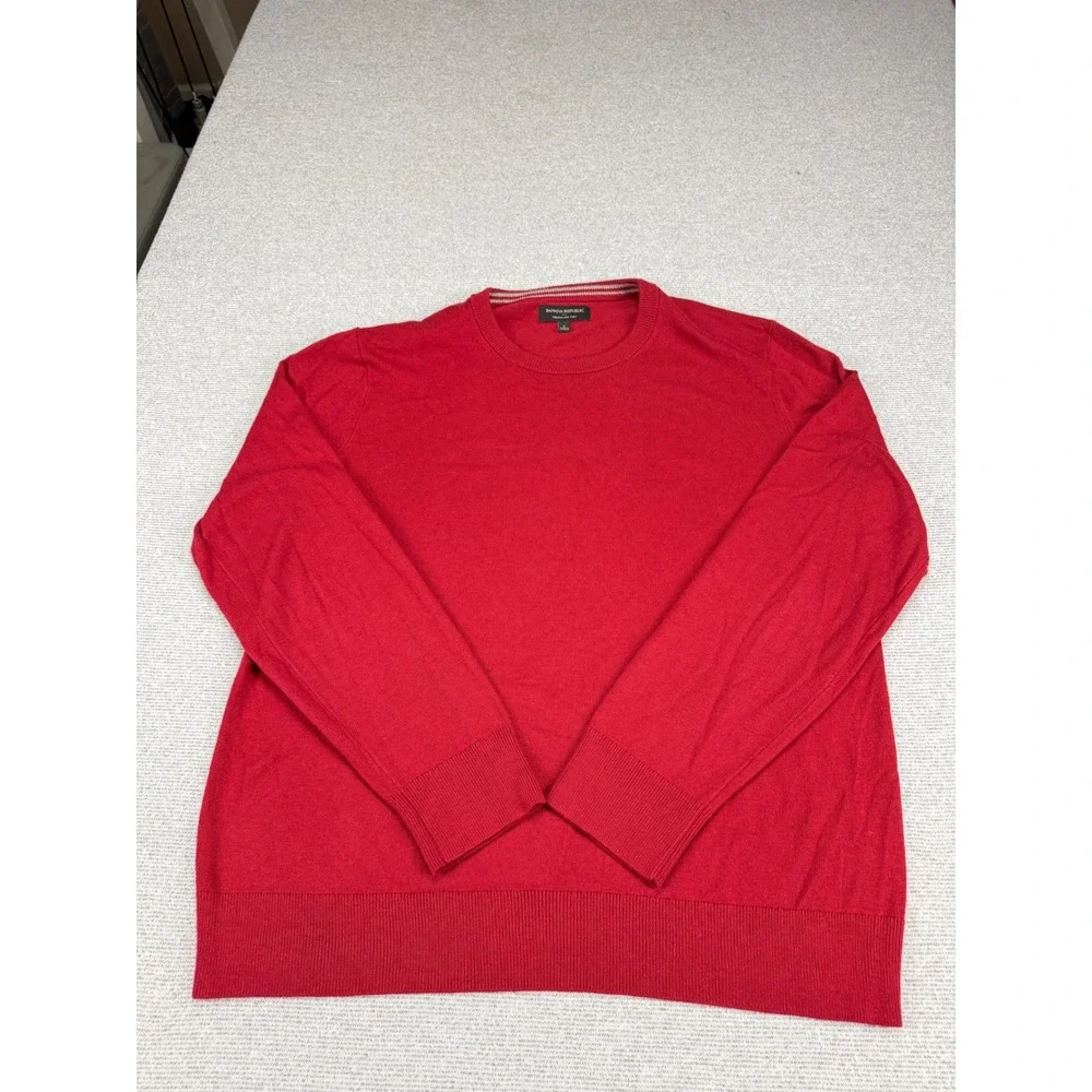 Banana Republic Mens Red Premium Luxe Yarn Cotton Silk Cashmere Sweater Large